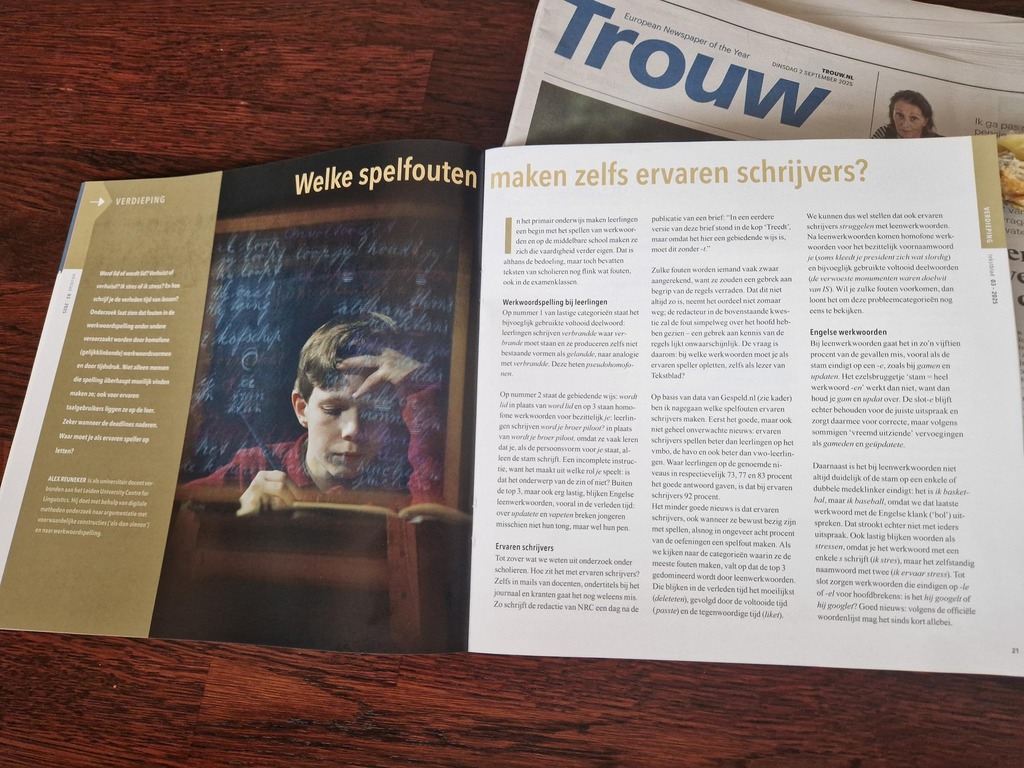 'Welke spelfouten maken zelfs ervaren schrijvers?' in Tekstblad