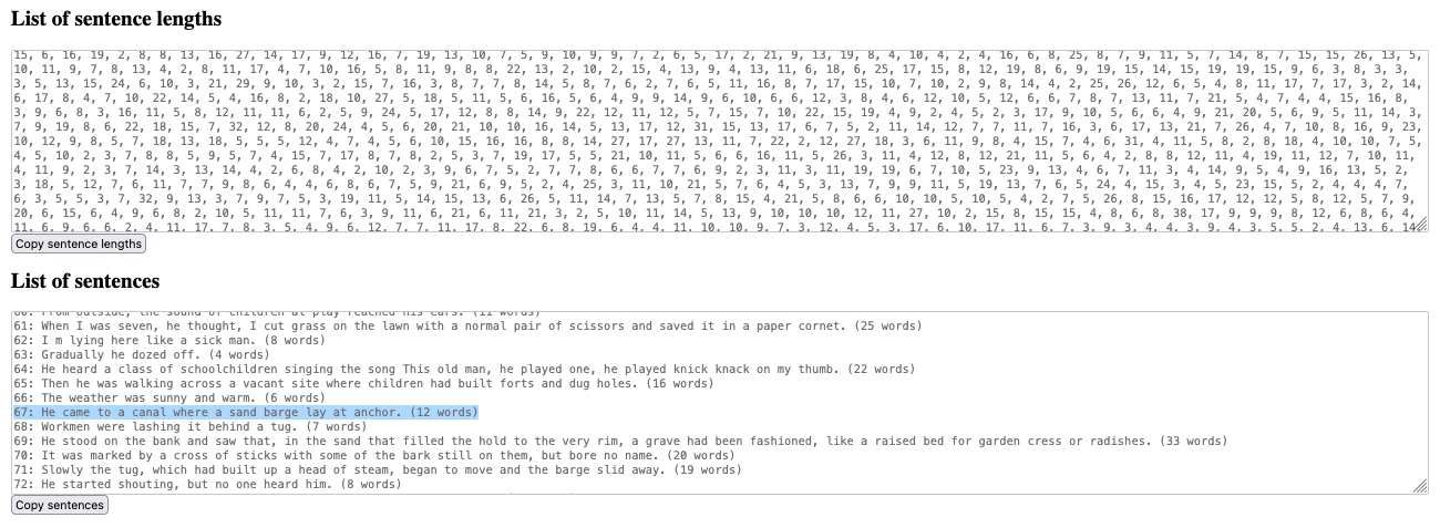 The 67th sentence in chapter 7 of The Evenings