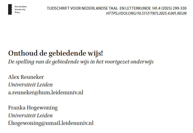 'Onthoud de gebiedende wijs!' in TNTL (2025)