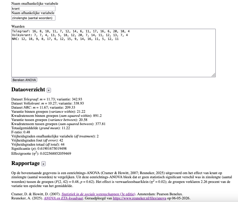 Online ANOVA-calculator