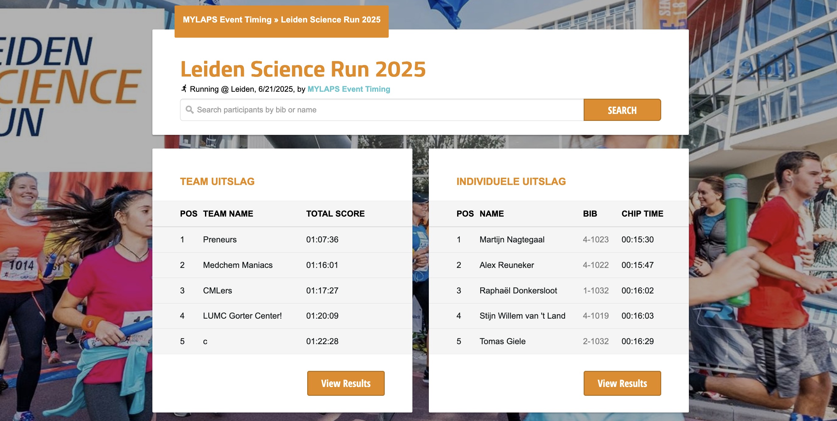 Uitslagen Leiden Science Run 2025